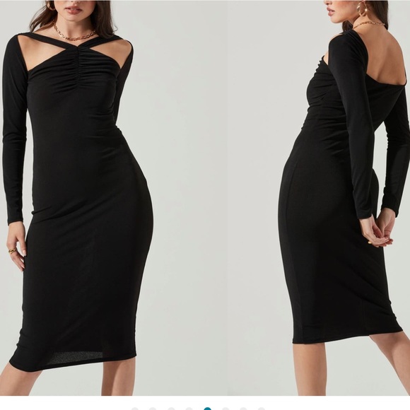 ASTR  Long Sleeve Bodycon Cinched Bust Cut Out Dress - Size Small - Picture 3 of 5